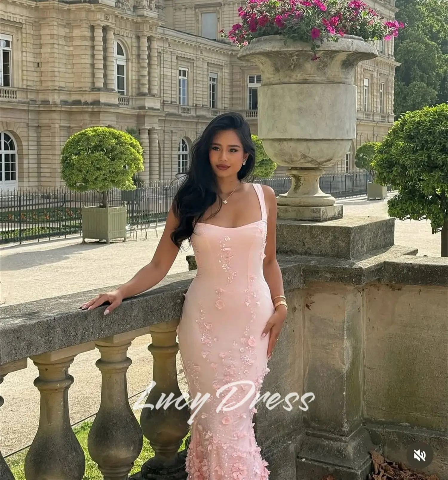 

Lucy Customized Pink Evening Dresses for Special Occasions Prom Dress Elegant Party Dresses Mermaid Luxurious Women's Birthday