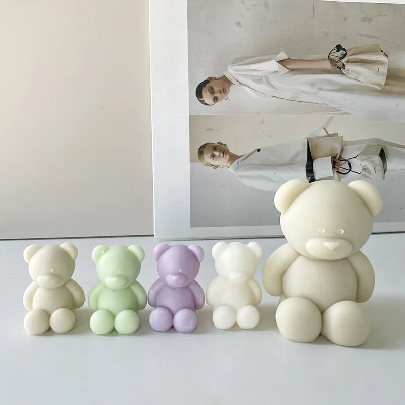 

Sitting Position Toy Bear Silicone Candle Molds for Handmade Scented Candle Plaster Cute Bear Mold Home Decor