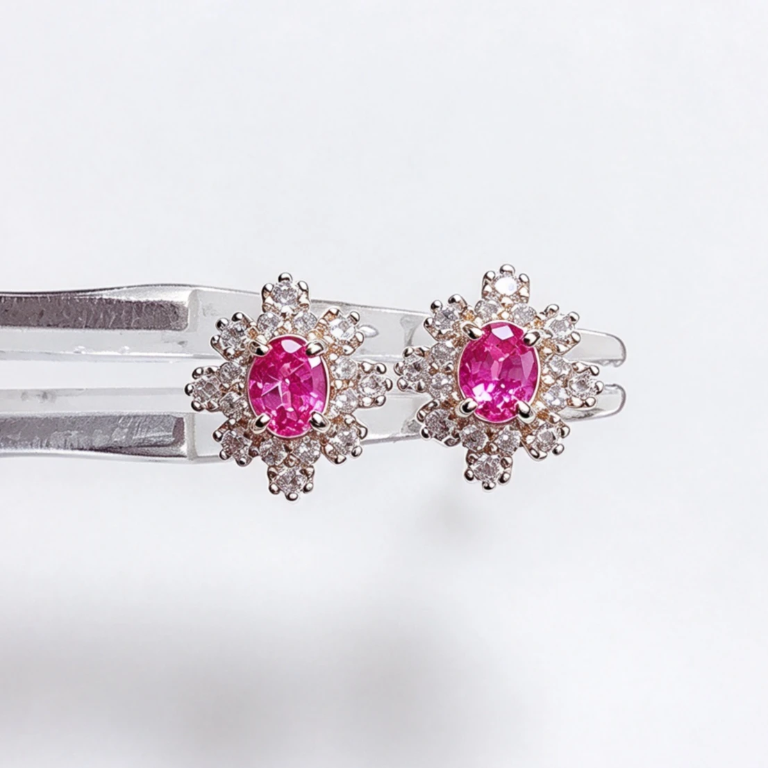 925 Silver Pink Sapphire Earrings 4x3mm 0.3ct Natural Sapphire Earrings with Certificate Silver Daily Wear Jewelry for Women