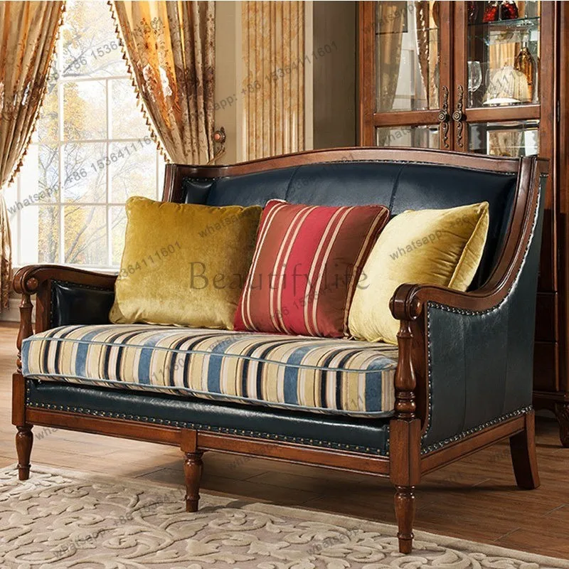 LJY Side Tables Wooden European Sofa Single Reading Soft Comfortable European Sofa Minimalist Large Fauteuils De Salon Furniture