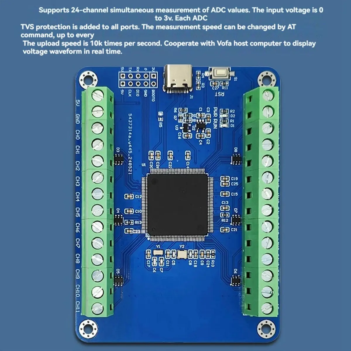 【50% OFF】Sampling Module STM32F407ZET6 24-Channel 12Bit AD Sampling Module Data Acquisition Type-C Interface Module