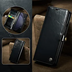 Wallet Case for Samsung Galaxy Z Fold 6 5 4 3 Fold6 Fold5 Fold4 Fold3 Cover with Card Holder Retro Luxury Flip Premium Leather