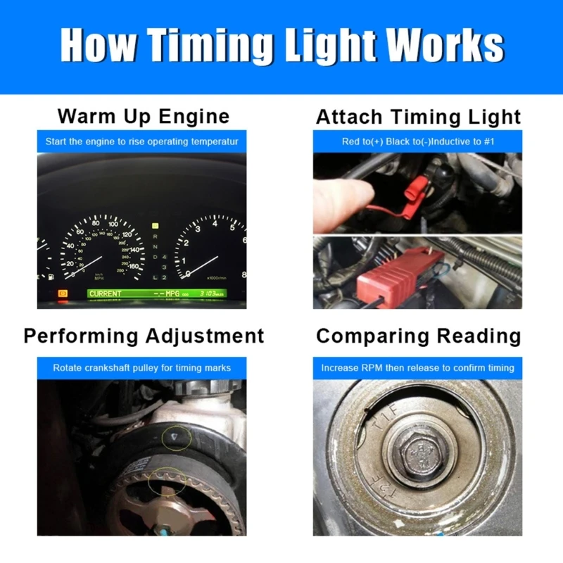 Engine Timing Light Tool Checker with Visual Indicators for Car Ignition Tune Up