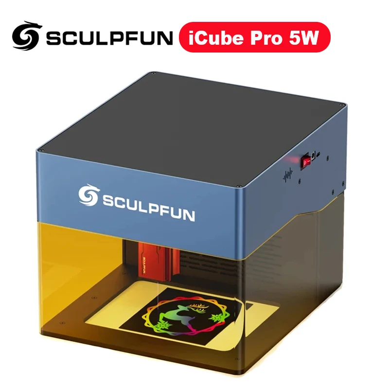 sculpfun gravador a laser pro icube portatil maquina de gravacao bt filtro de fumaca temperatura 130x130 mm area c 5w 01