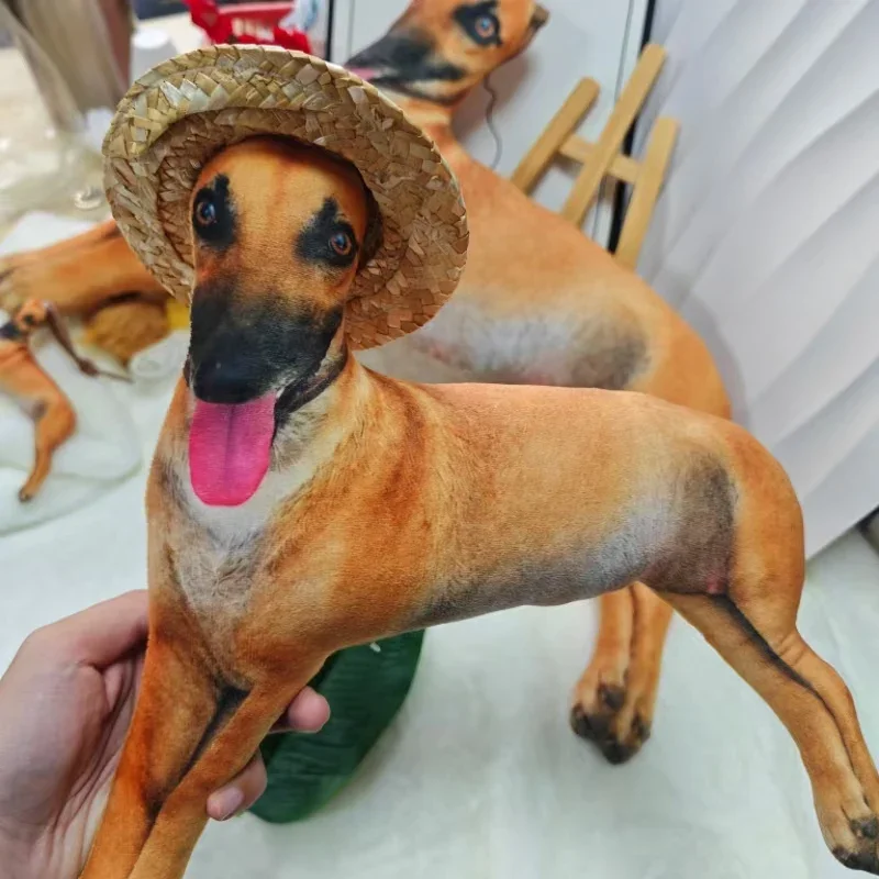 3D Realistisches Greyhound-Plüschkissen Liegender Whippet Kawaii Hund Stofftier-Kissen Simuliertes Tierpüppchen Wohndekor Sammlerstück Geschenk – Detail 3