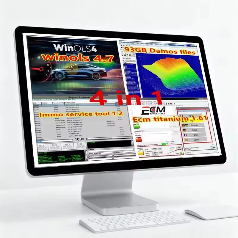 Hot ECU Programming Tool Winols 4.7 Software+ 93GB Damos Files +ECM TITANIUM1.61 26100+ Immo Service Tool V1.2+Install Video