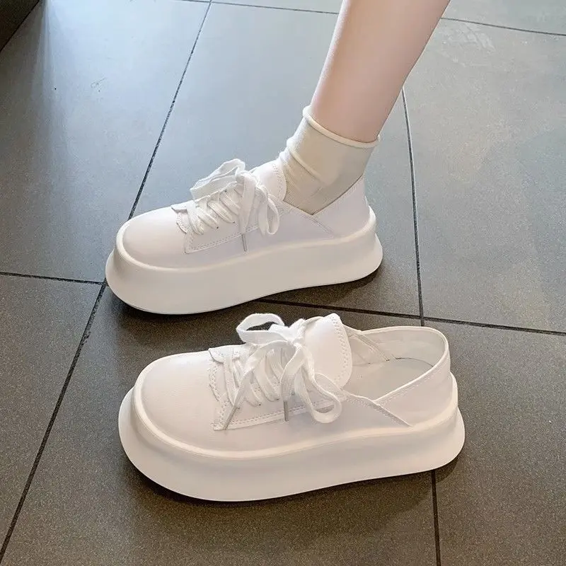 

​2025 New Women's Platform White Casual Sneakers Height Increasing Versatile Footwear​ Spring and Autumn Lace Up Shoes for Women