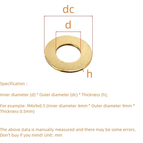 Imagen 2 del producto Arandela de latón M2.5 M3 M4 M5 M6 M8 M10 M12 M14 M16 M22 M24 junta de anillo plano arandelas espaciadoras sello espaciador Hardware de sujeción