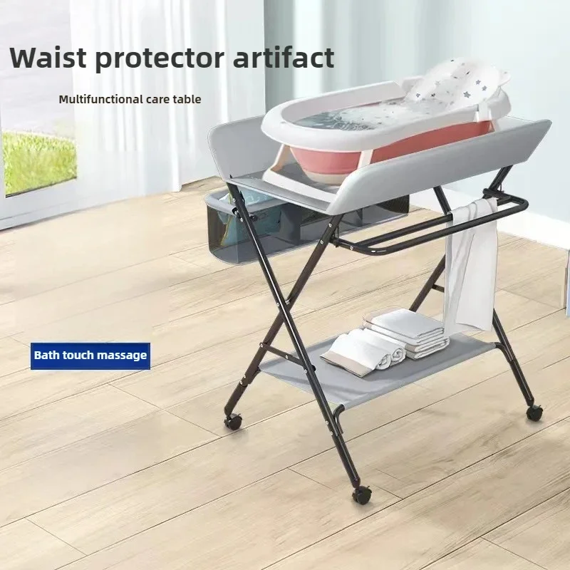 Collapsible Baby Nursing Table, Portable Diaper Changing Station, Multi-function Newborn Massage Table, Foldable Baby Bath