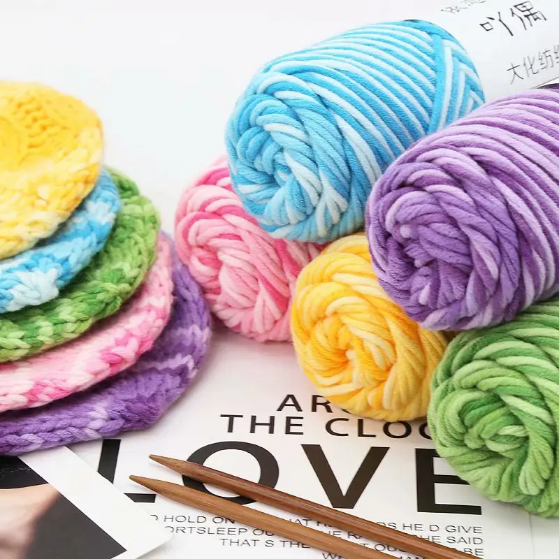 8-strand Dyed Lover Cotton Milk Cotton Coarse Yarn Ball  DIY Woven Knitted Hat Shoe Crochet Hook Yarn Ball