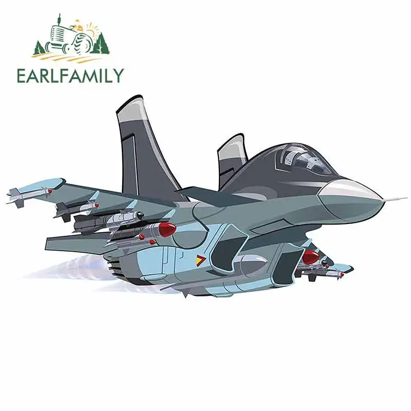 EARLFAMILY 13cm x 6.5cm For Cartoon Air Force Fighter Fine Decal Air Conditioner Car Sticker Vinyl Material DIY Custom Printing