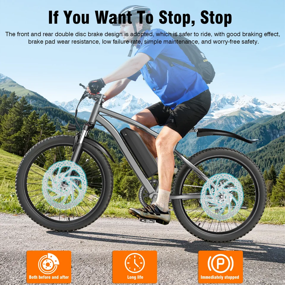 Electric Bike for Adults, 26" Commuter Ebikes with 7-Speed Gears, 25MPH Lightweight E Bike, 720W Peak Motor, 375Wh Removable Battery, 50 Miles Range, Electric Mountain Bicycle for All Terrain image 5