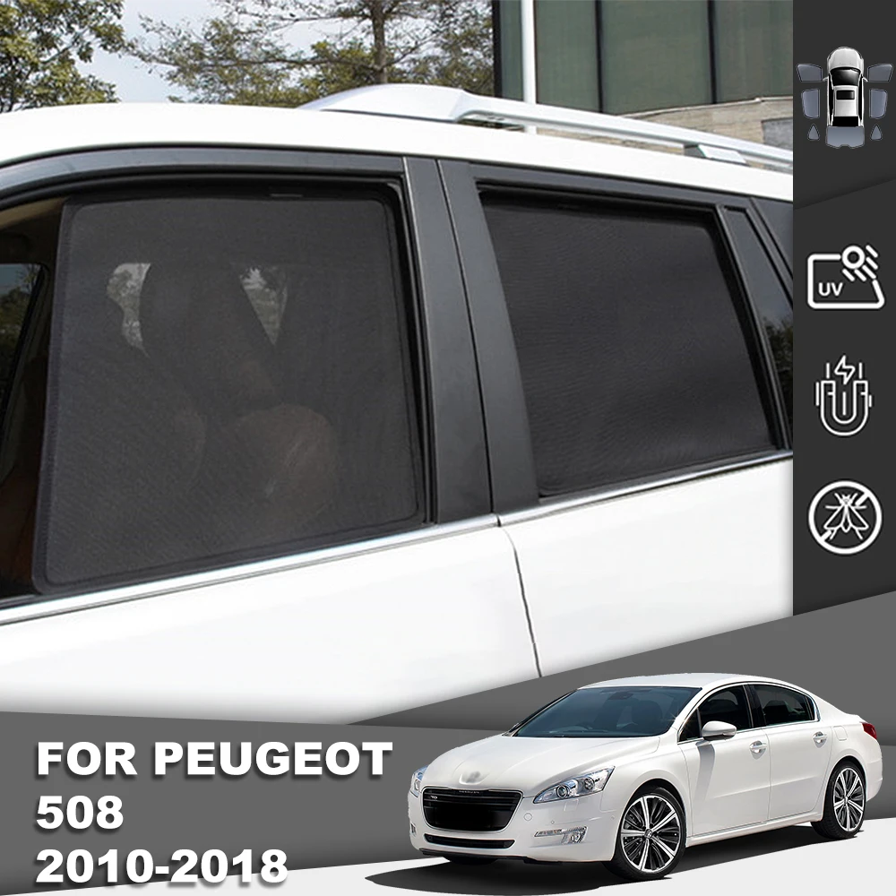 For Peugeot 508 Sedan 2010-2018 Magnetic Car Sunshade Front Windshield Mesh Frame Curtain Rear Side Window Sun Shade Shield