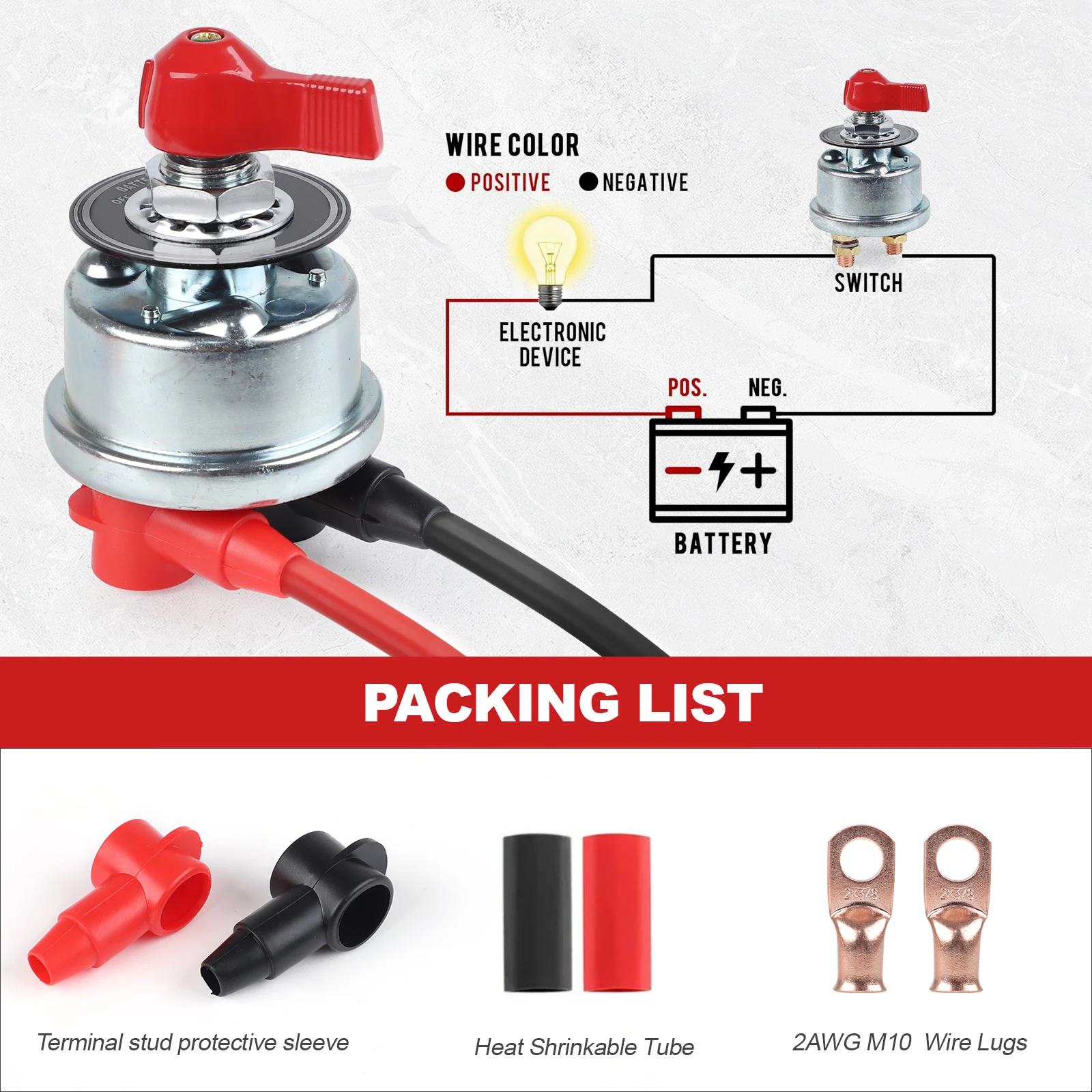 

300A High Current Master Battery Disconnect Switch Duty Master Battery Power Cut Isolator Kill Switch for Car, Vehicle, RV