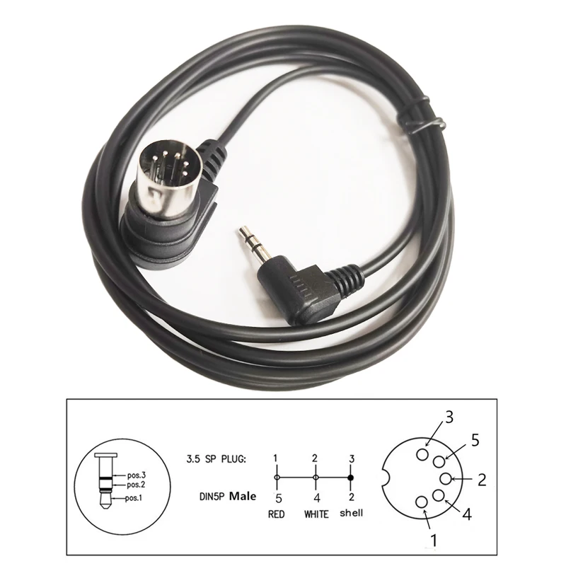 NCHTEK Dual Angled MIDI DIN 5PIN Male to 3.5mm Stereo Male Audio Adapter Cable for Musical Instrument Audio Equipment 1.5M/1PCS