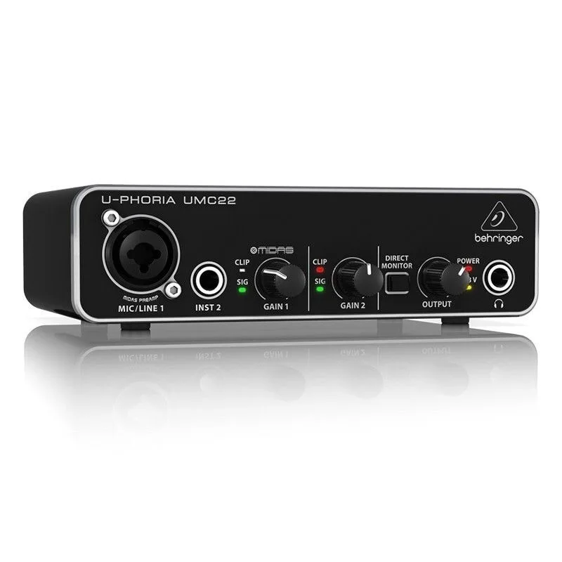 

Behringers UMC22 Audiophile 2x2 USB Audio Interface with Midas Mic Preamplifier Sound Card