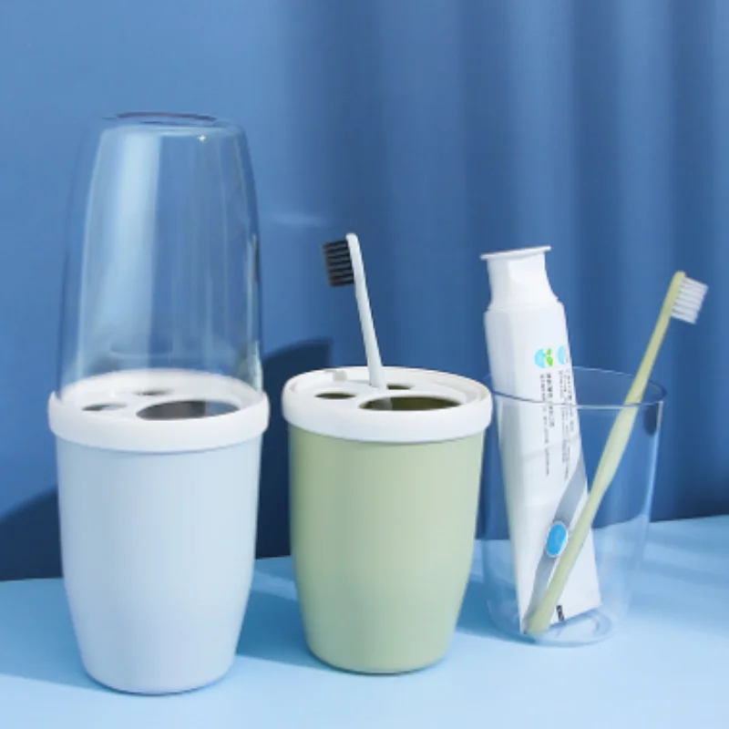 1PC Couple mouthwash cup with lid home travel portable dental box and box simple personality plastic toothbrush cups