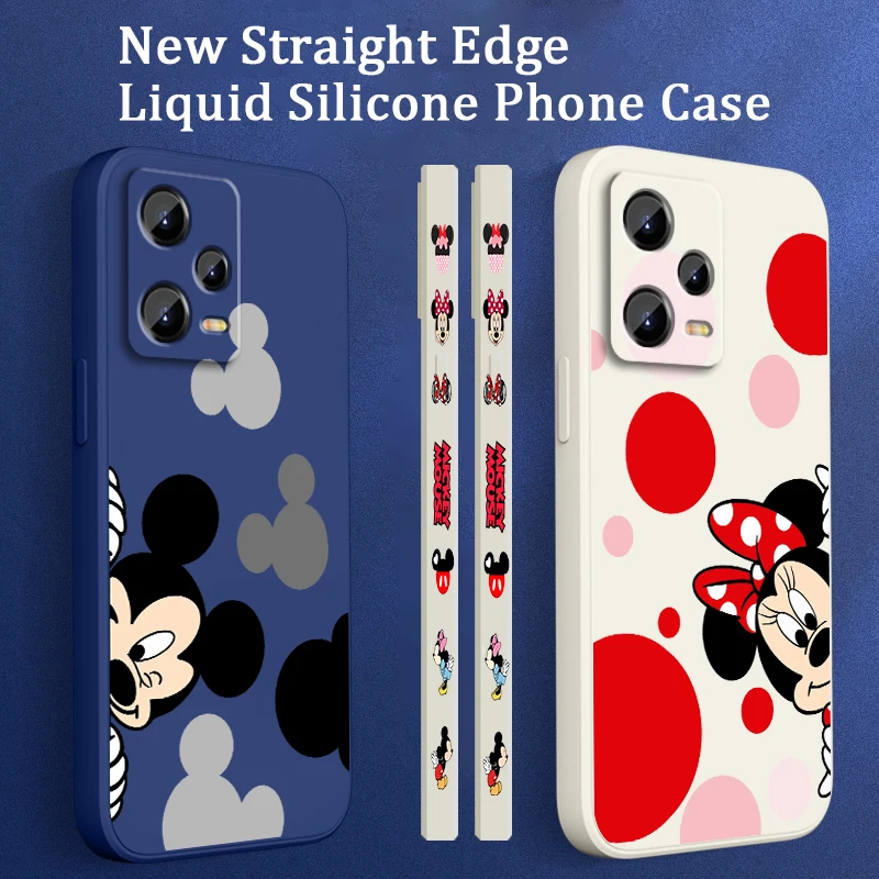 

Mickey Mouse Cute Disney Liquid Left Rope For Xiaomi Redmi Note 13 12 12S 12R 11 11T 11S 10 10S Pro Plus 5G Funda Phone Case