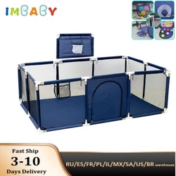 IMBABY Baby Playpens Large Baby Playground Cartoon Playpen for Children Basketball Baby Activity Fence Pool Balls Park for Baby