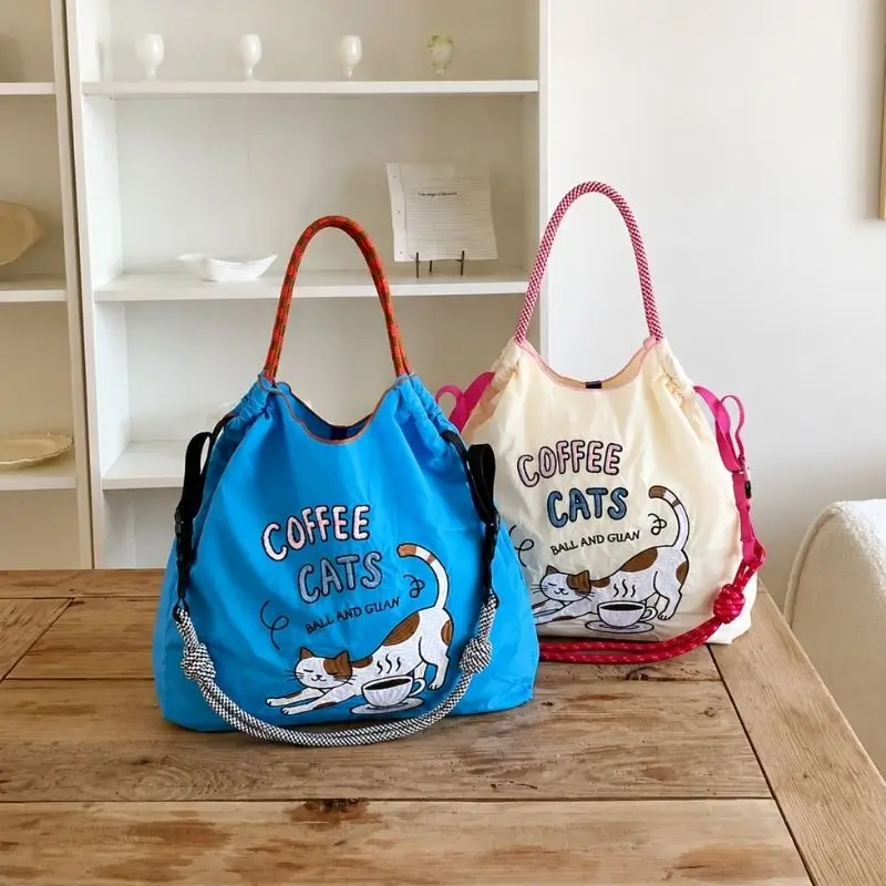 【Hot Sales】Fashionable Women's Embroidered Shopping Bag, Large Capacity Shoulder Bag, Commuter Tote Bag, Lightweight and Foldable, Suitable for Shopping, Leisure, Holiday Parties, Surprise Gifts