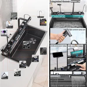 304 Küche Edelstahl Wasserfall PIA, großer Einzelschlitz, Digitaldisplay, Reliefwaschbecken, Hausspülmaschine 10 Hauptverkaufsspülengerichte - №8