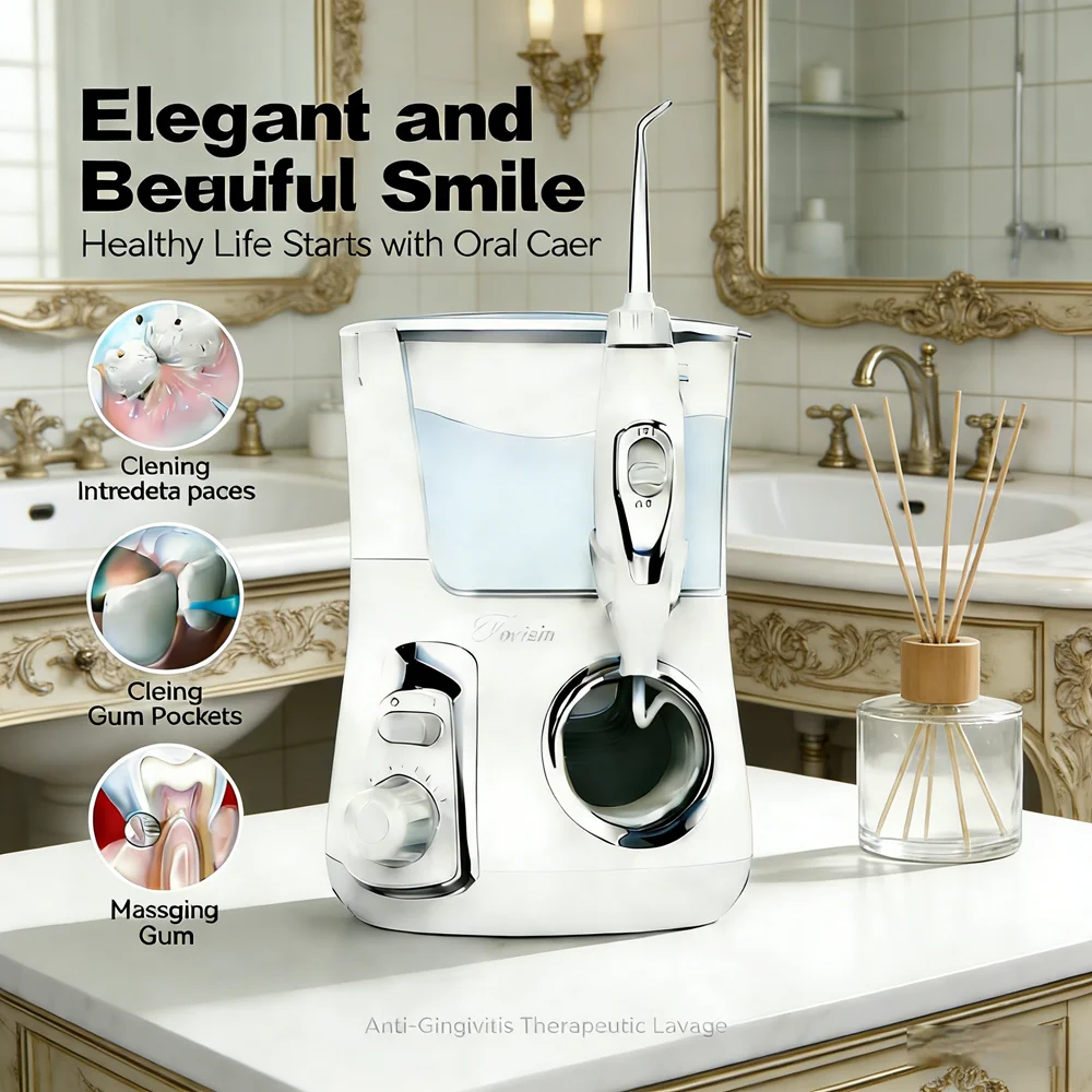 

Премиальный электрический ирригатор для полости рта 800 мл, 10 универсальных режимов, 5 премиальных насадок, для оптимального здоровья зубов