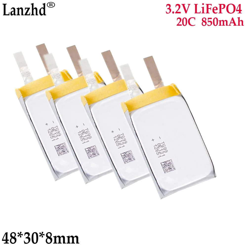 1-24 Uds LiFePO4 3,2 V batería de fosfato de hierro y litio 850mAh 20C para celda de motor turbojet con alta velocidad 803048   48*30*8 mm
