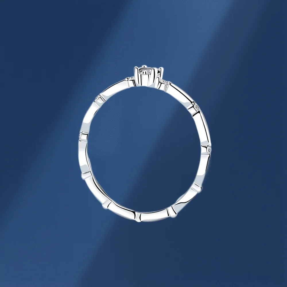 

Sparkling 0.1Ct Moissanite Diamond PT950 Rings for Women, Millennium Reincarnation Set Four Claw Ring Wedding Jewelry for Lady