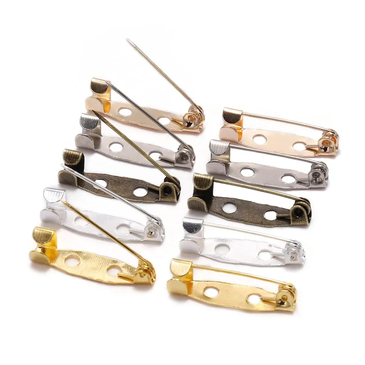 50 stücke 15 20 25mm Sicherheitsnadeln Brosche basis Erkenntnisse Brosche Clip Pins Blank Basis Für Schmuck Machen DIY kleidung Zubehör