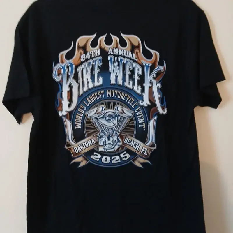 2025 Bike Week Daytona Beach Logo T Shirt Black BIKER LIFE Motorcycle Sz XL