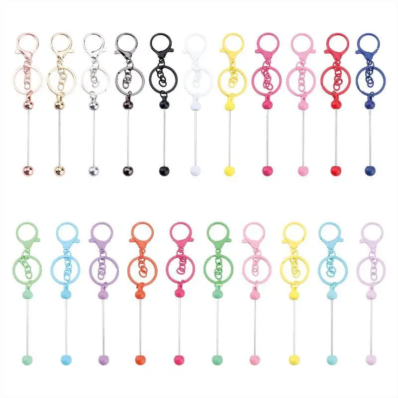 6 Stück Metall-Schlüsselanhänger-Rohlinge zum Aufperlen, Schlüsselanhänger-Rohlinge für Perlen, Anhänger, Schmuck, Charms, Schlüsselbänder, DIY-Bastelarbeiten, Geschenk – Detail 1