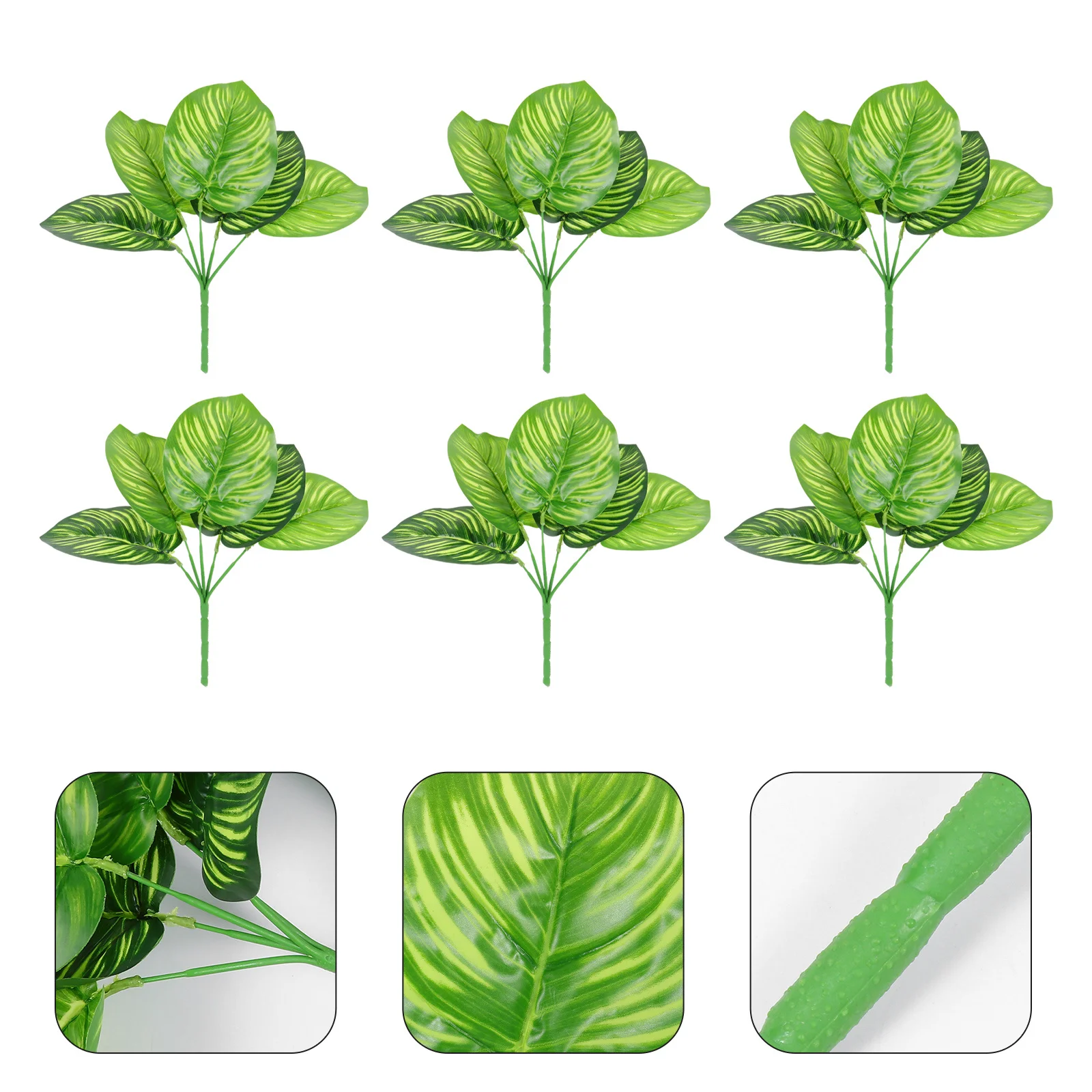 

6Pcs Artificial Calathea Plant Desktop Decorations Safe Fresh Natural Look for Various Uses Simulation Calathea Plant