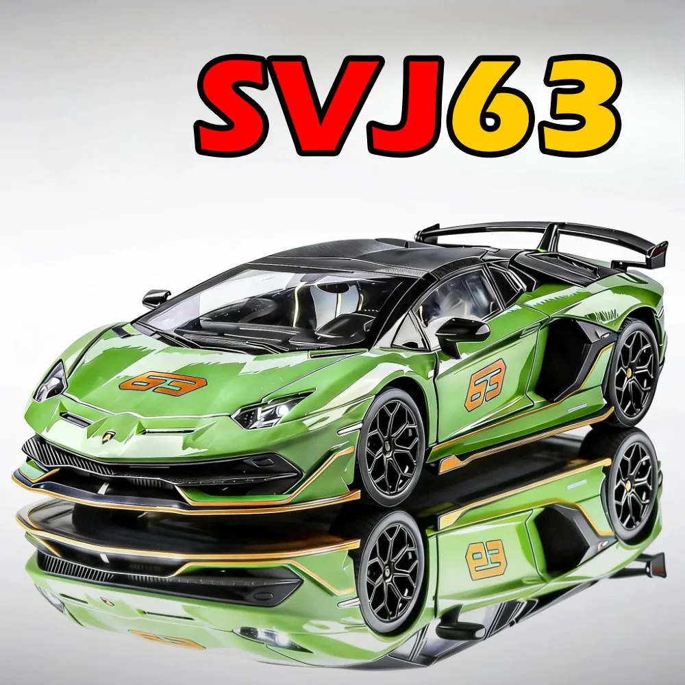 

Масштабная модель спортивного автомобиля Lamborghini SVJ63 Revuelto 1:24 из сплава, с открывающимися дверями, звуком, светом и функцией отката, коллекционный сувенир