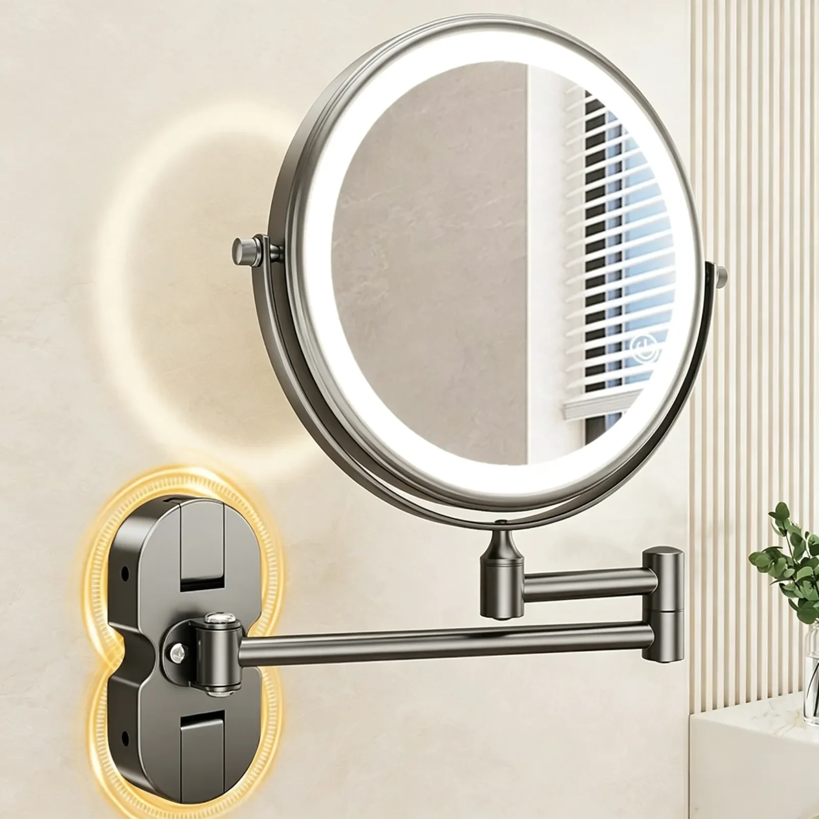 X3 Bathroom Suction Cup Makeup Mirror Wall Hanging Telescopic Folding Mirror, No Drilling, Rotatable Magnifying Beauty Mirror