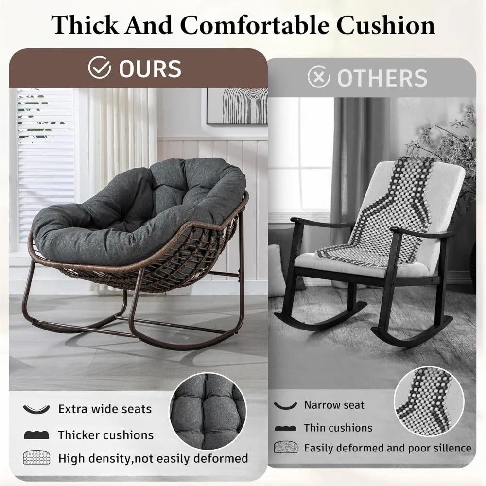 مقعد متأرجح خارجي فاخر، كرسي باباسان كبير الحجم من القطيفة مع وسادة، كراسي مريحة على شكل بيضة الروطان للاستخدام الداخلي، معاصر