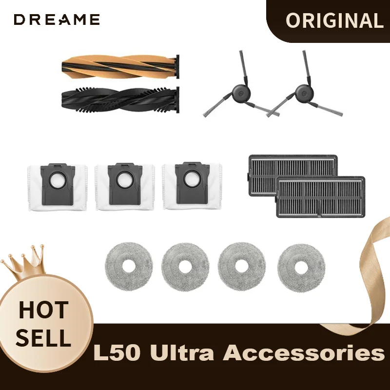 Original Dreame L50 Ultra Staubsaugerzubehör, kompatibel mit Dreame L50 Ultra Staubsauger, Mopp, Staubbeutel, Hauptbürste