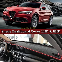 Car Suede Dashmat Automobile Dashboard Cover Dash Mat Anti-UV Accessories For Alfa Romeo Stelvio 949 2017 2018 2019 2020 2022