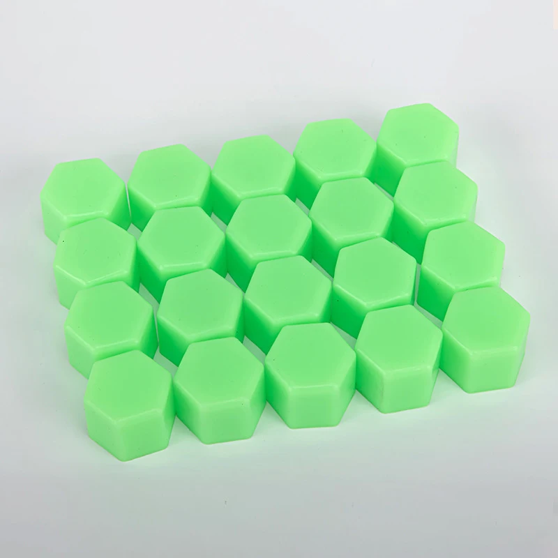 15/17/19/21MM 20pcs/set  Green color Silicone Wheel Screws Nuts Caps Bolts Cup Covers