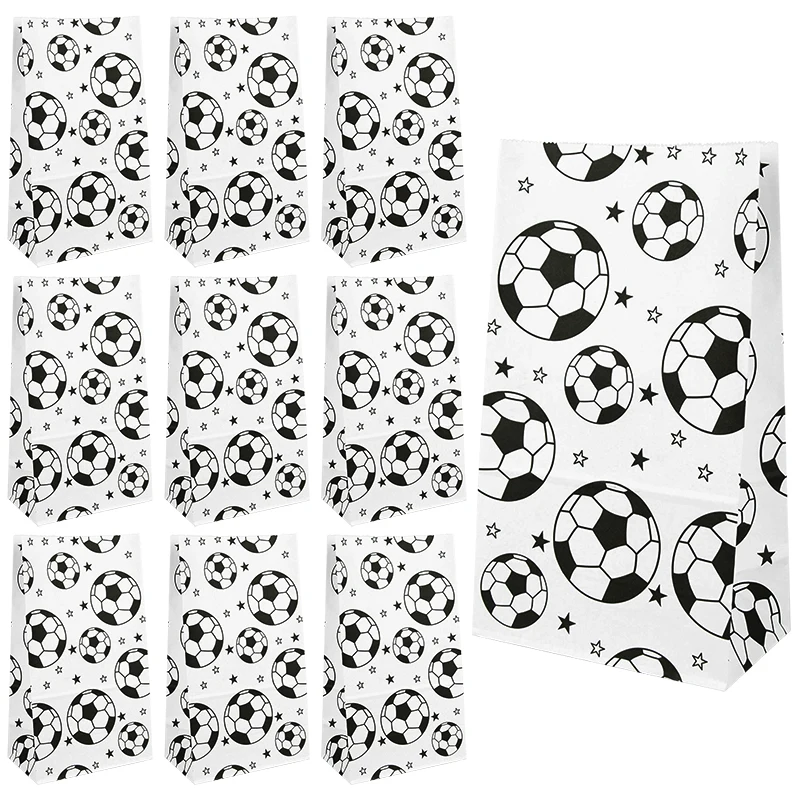 

10pcs Soccer Party Gift Candy Bag Kraft Paper Cookie Biscuit Packing Bags Sport Football Theme Birthday Party Decoration Supply