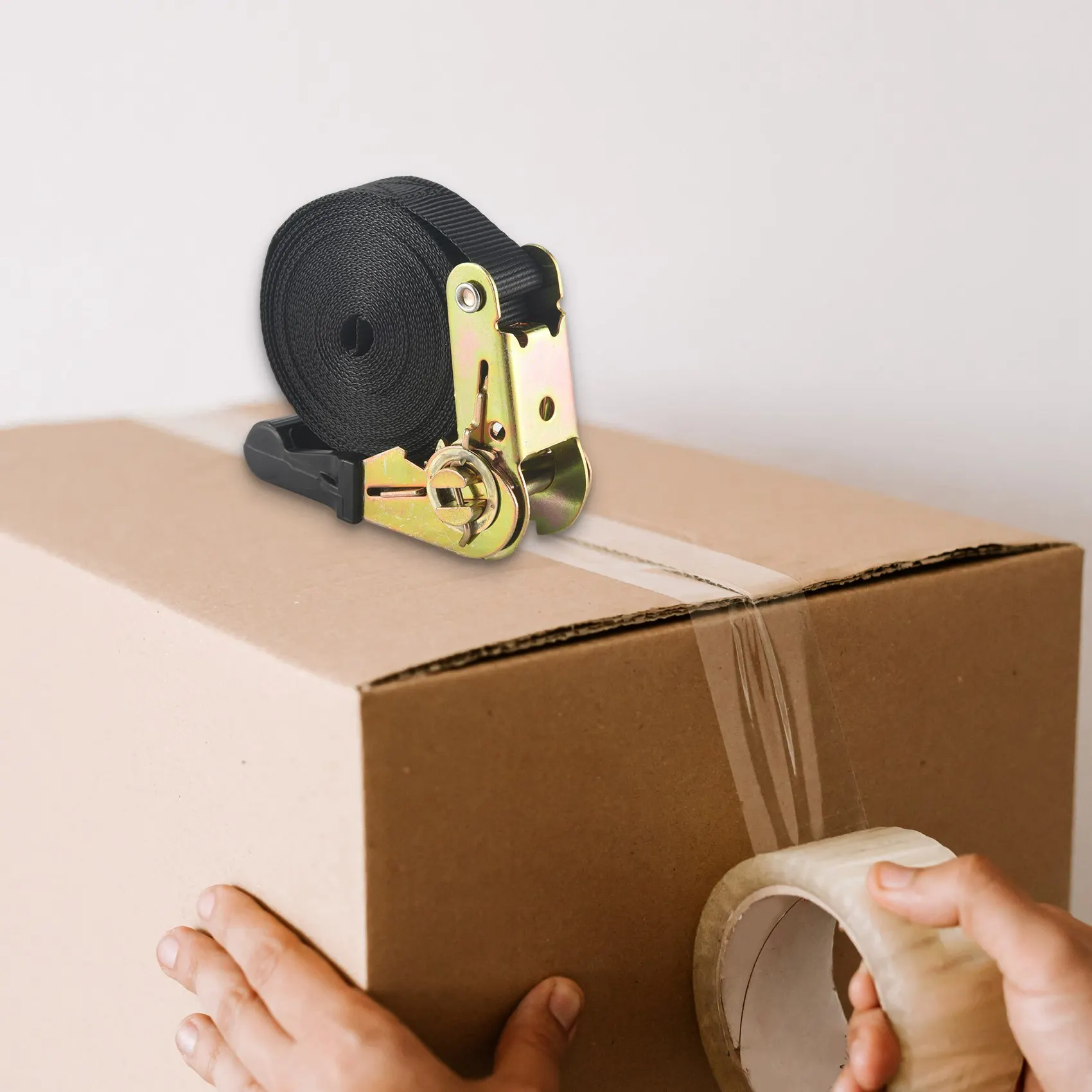 PORK-2 Pack 20 FT sangles d'arrimage à cliquet 6M X 25mm sangle à cliquet sans fin sangle à boucles de came robuste pour motos, voiture