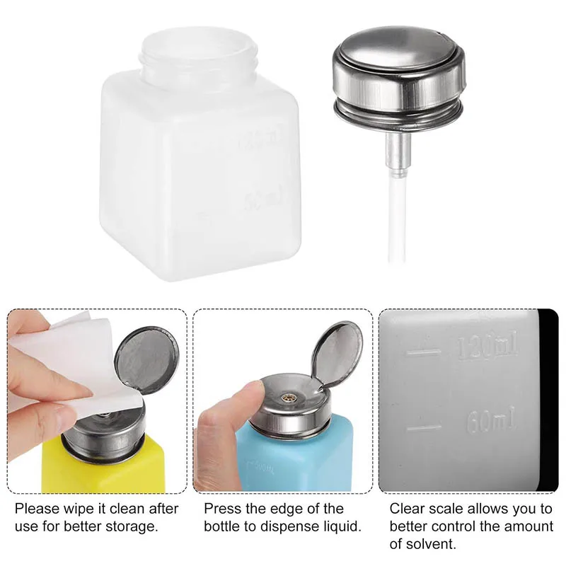 10/20/30PCS Empty Refillable Press Pump Bottle With Stainless Cap Portable  Liquid Alcohol Clean Acetone Water Remover Dispenser view 5