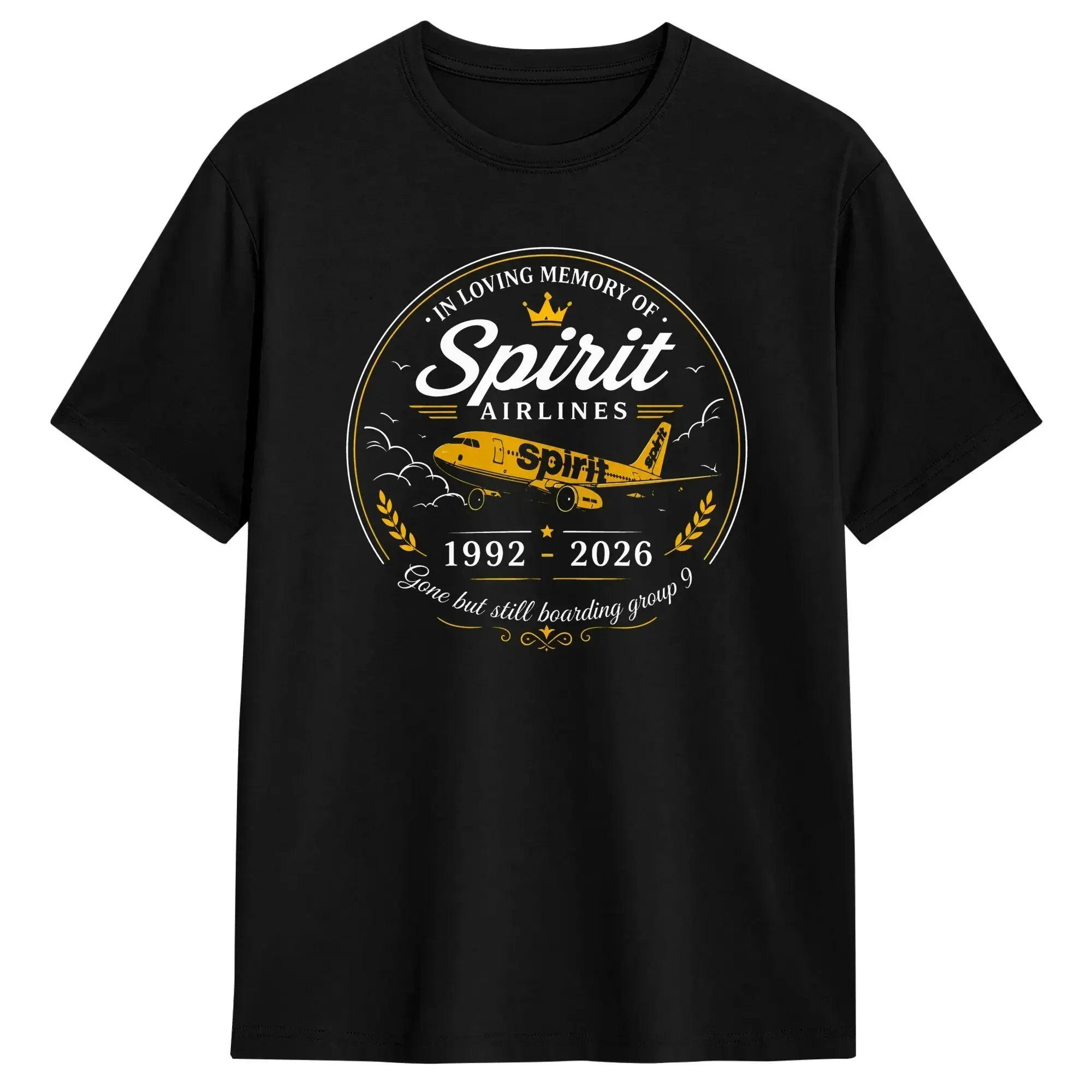 Awesome Forever Spirit Airlines 1983 to 2026 T-Shirt Men O Neck Pure Cotton T Shirts  Short Sleeve Tee Shirt Gift Tops