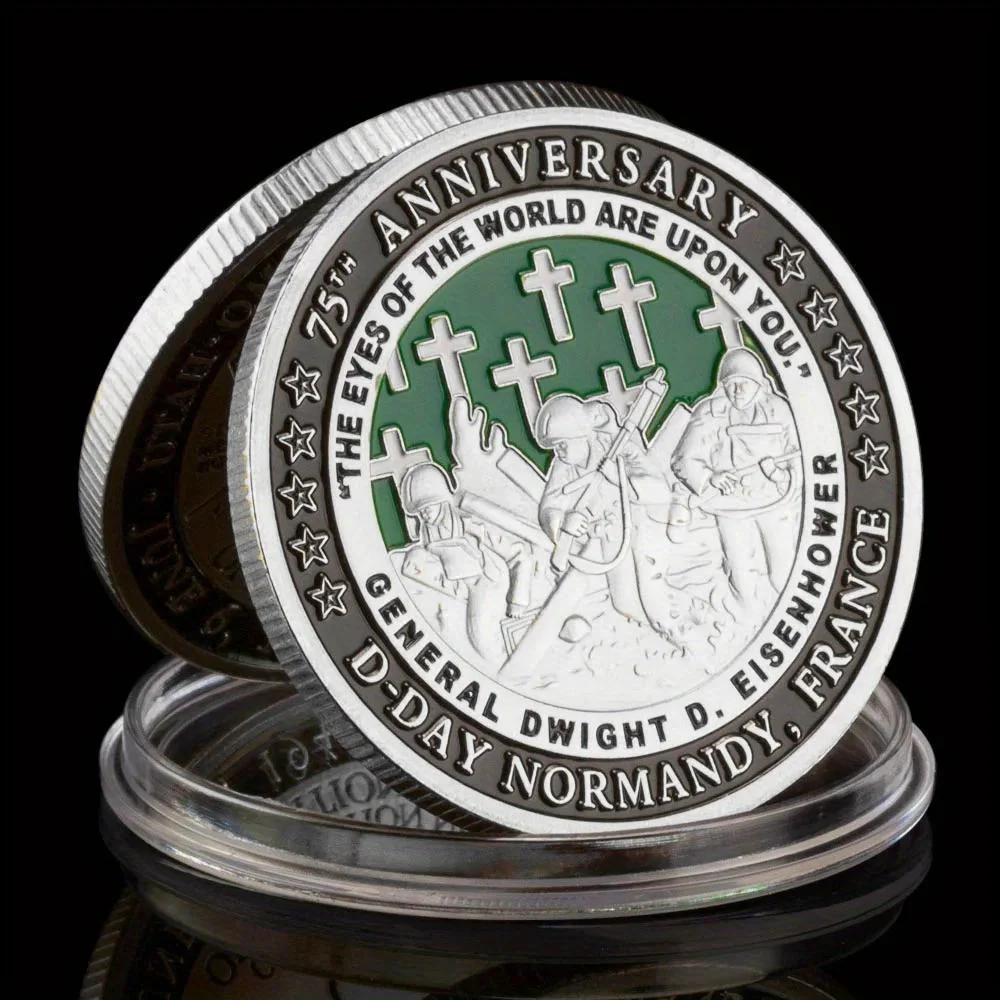 75th Anniversary of D-Day Souvenir Coin The Eyes of The World Are Upon YouVeteranChallenge Coin Golden Plated Commemorative Coin