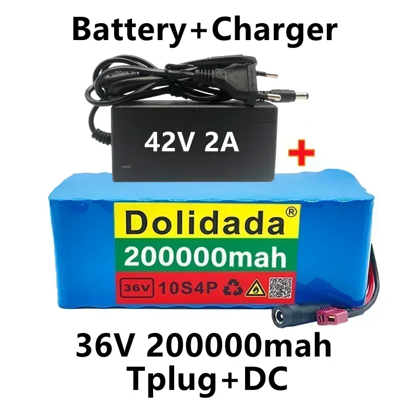 

NEW 36V 10S4P 200Ah Lithium Battery Large Capacity for Electric Bike and Scooter with BMS XT60 Plug/T-plug and Charger Included