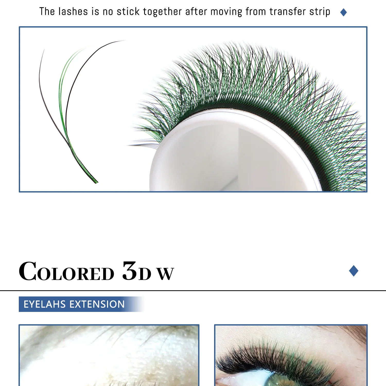 Befer Beauty Lila Rosa Blau Farbige 3D W Wimpernverlängerung 8-13mm Grün Bunte Wimpernverlängerung Professionelles Wimpernzubehör – Detail 10
