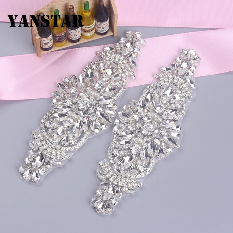 

YANSTAR(5pcs) Wholesale Bridal Sash Rhinestones Appliques Protein Beads Sew On For Wedding Dress Belt DIY Bridal Sash YS856