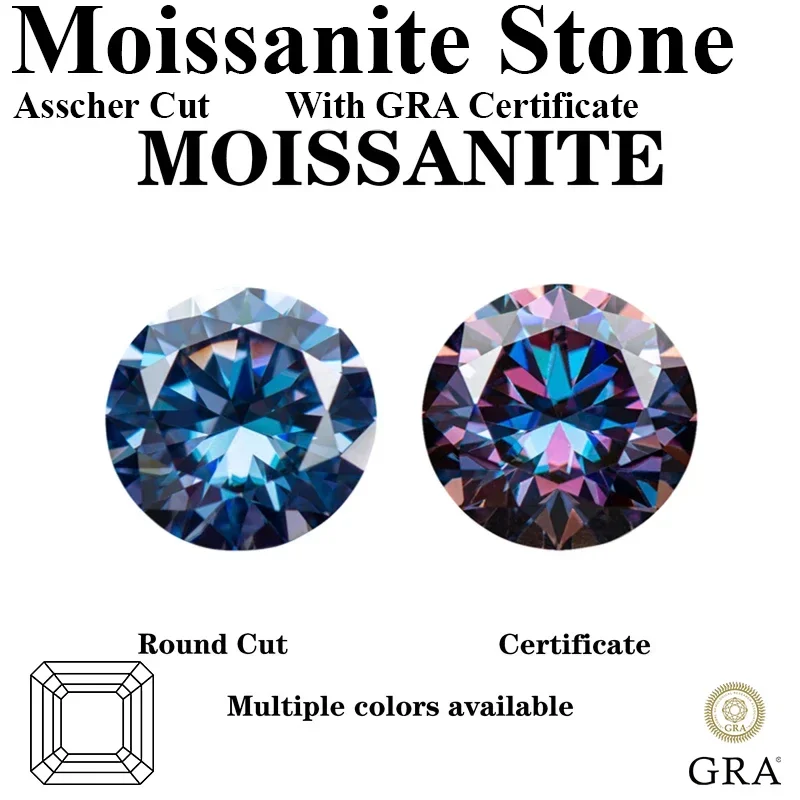 

Moissanite Stone Round Shape Multiple ColorsExtremely Shiny Quality DIY Advanced Jewelry Rings Earrings Making With Certificate