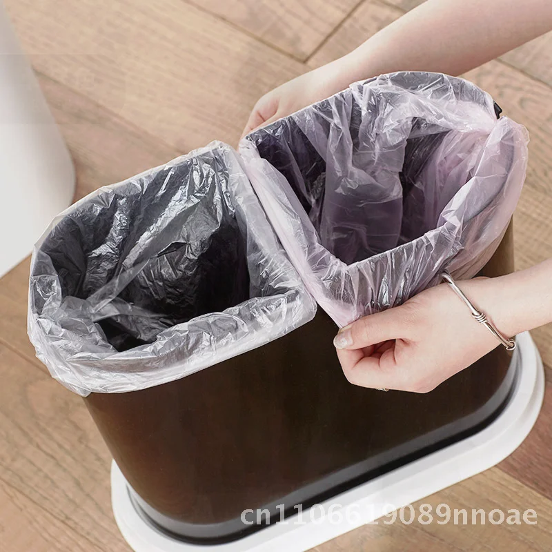 

Large Double-Layer Trash Can with Lid Japanese Style Wet And Dry Classification Garbage Bin Push-Type Opening Plastic Paper