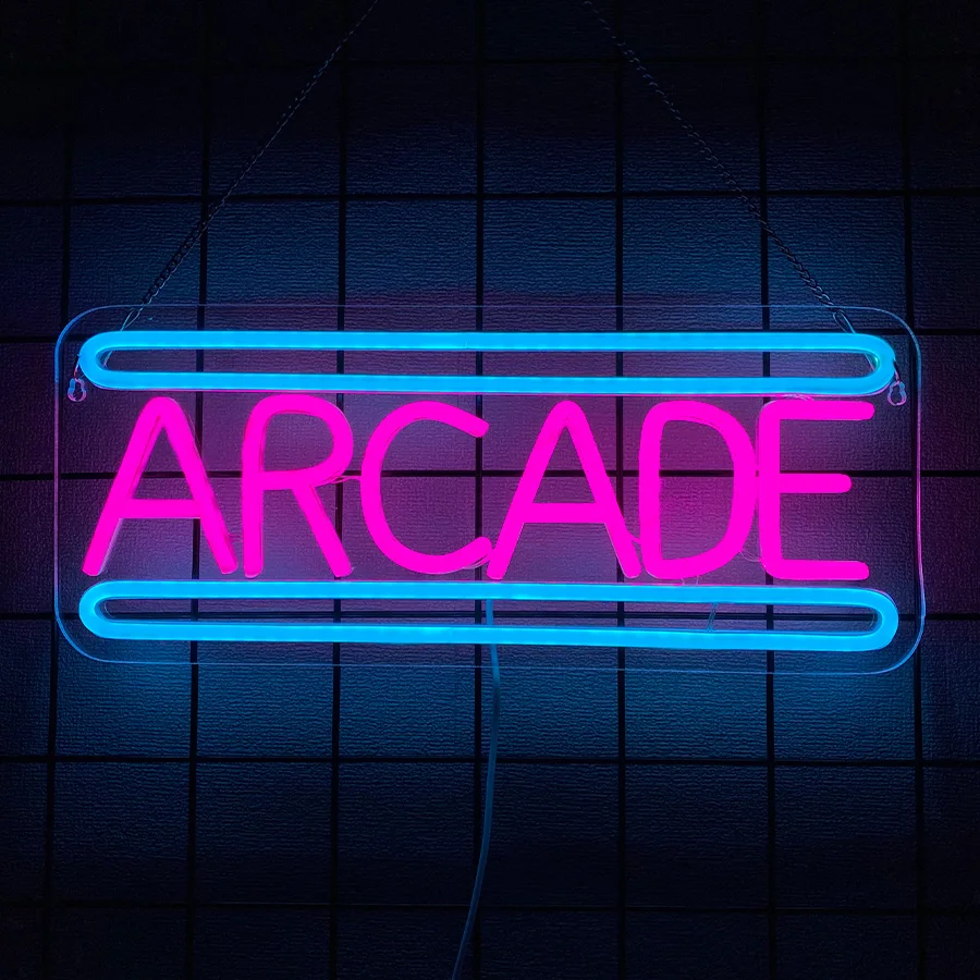Arcade Led Neon Sign, Retro Game Area Wall Decor, Bedroom Game Room Man Cave Birthday Party Art Wall Lamp, Usb Powered.