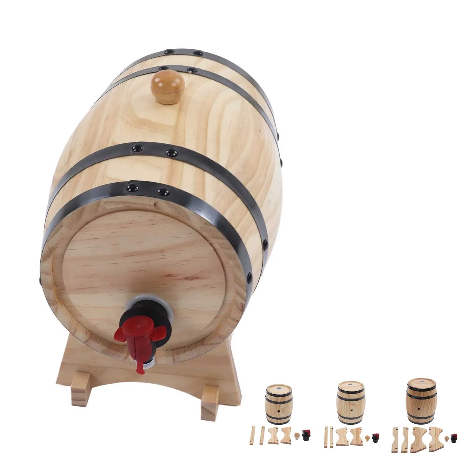 1/3/5L Wine Barrel Self Brewed Wine Pine Aging Barrels Wooden Beer Barrels for Bar Catering Barbecue Shop Home Kitchen Accessory